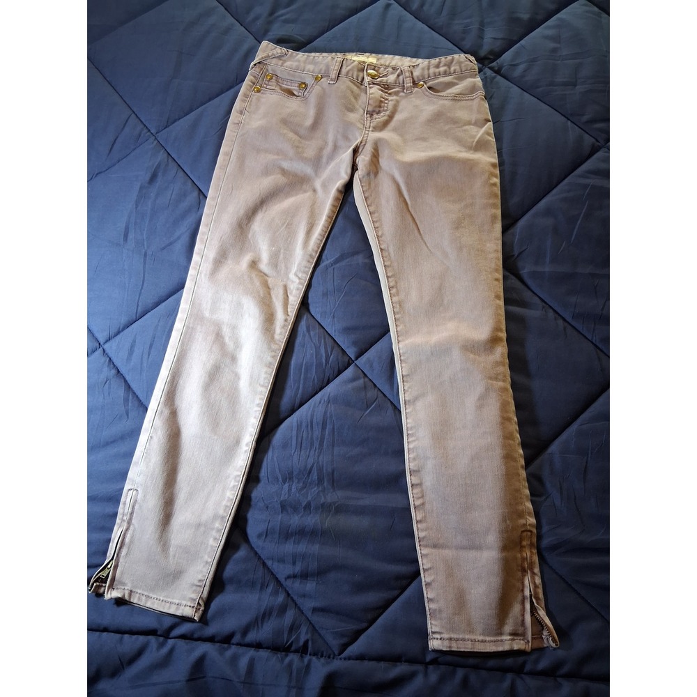 Free People Women Mauve Taupe Low Rise Ankle Zip Skinny Jeans Size 26 61855-1651